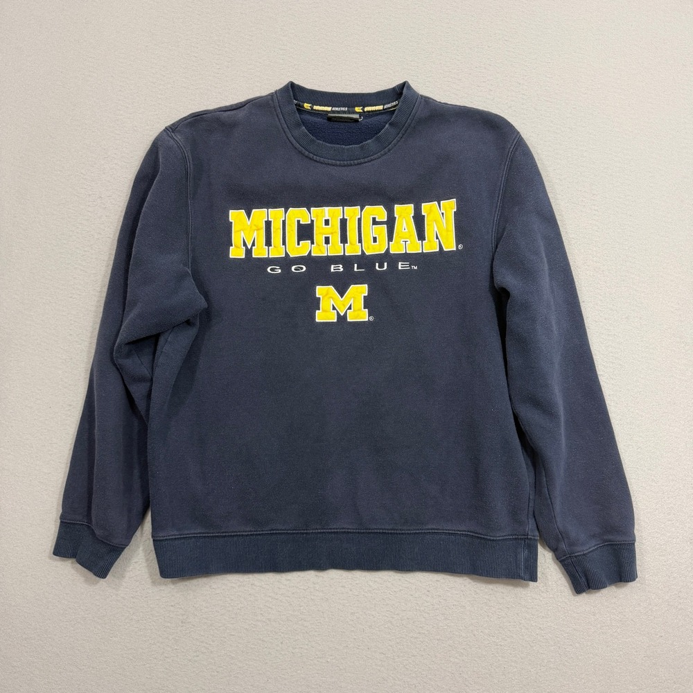 Vintage Michigan Wolverines Sweatshirt Mens Large Navy Blue Go Blue Pullover y2k